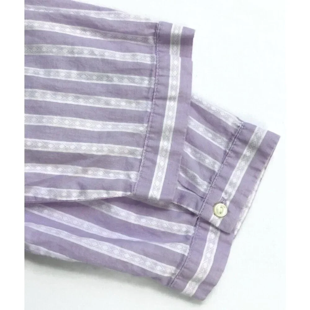 VTG Ralph Lauren Night Gown Sleep Shirt M Lavender Stripe Pocket Designer Lounge - Picture 6 of 8